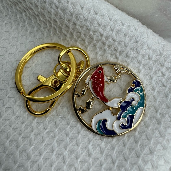 3/$15 Hokusai Koi Fish Charm Keychain - Picture 7 of 7